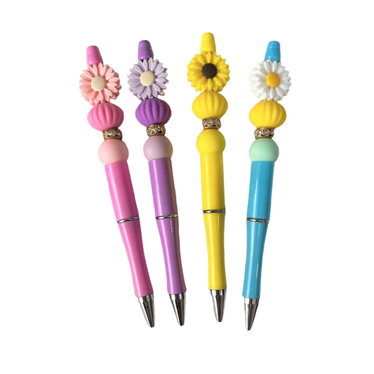 Wholesale/Custom Sunflower Beaded Ballpoint Pen (MOQ: 100pcs, per design)