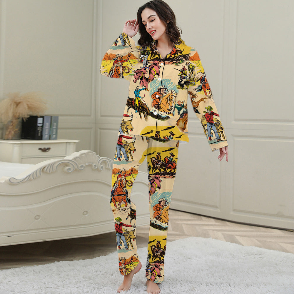 Wholesale/Custom Western style Long Pajama Set (MOQ：100sets per design)
