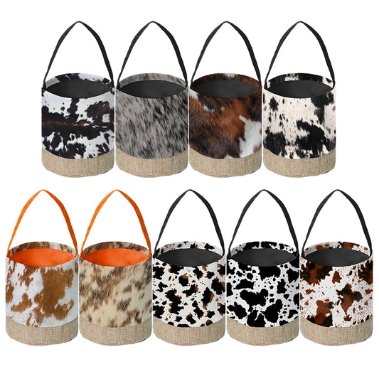 Wholesale Western Style Cowhide Pattern Series Halloween bucket/Easter Bucket Support Customization(MOQ:1pcs per design)