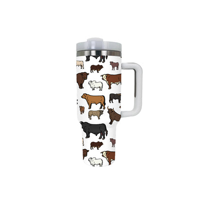 Wholesale/Custom Western Style Teal Cattle Series 2nd Generation 40oz Tumbler (MOQ:20pcs per design)