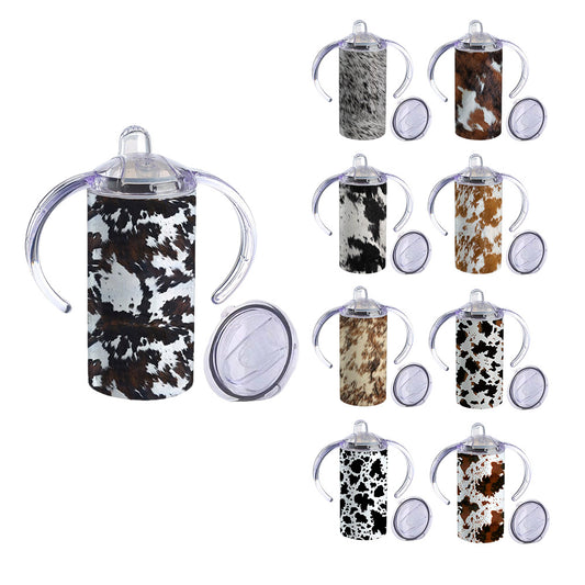 Wholesale/Custom Western Style Cowhide Series 12oz Baby Pacifier Cup With Two Ears (MOQ:20pcs per design)