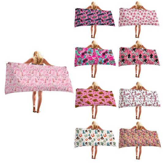 Wholesale Western Style Cowgirl Series Beach Towel Support Customization (MOQ:1pcs per design)