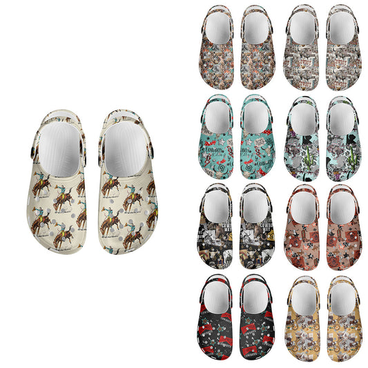 Wholesale Western Style Cowboy Series Crocs Shoes Support Customization (MOQ:1pcs per design)