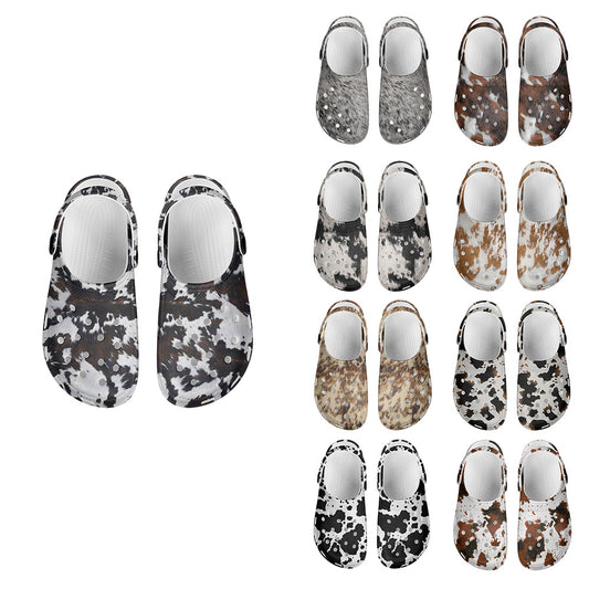 Wholesale Western Style Cowhide Series Crocs Shoes Support Customization (MOQ:1pcs per design)