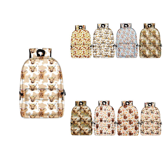 Wholesale Western Style Highland Cow Series Backpack Support Customization (MOQ:1pcs per design)