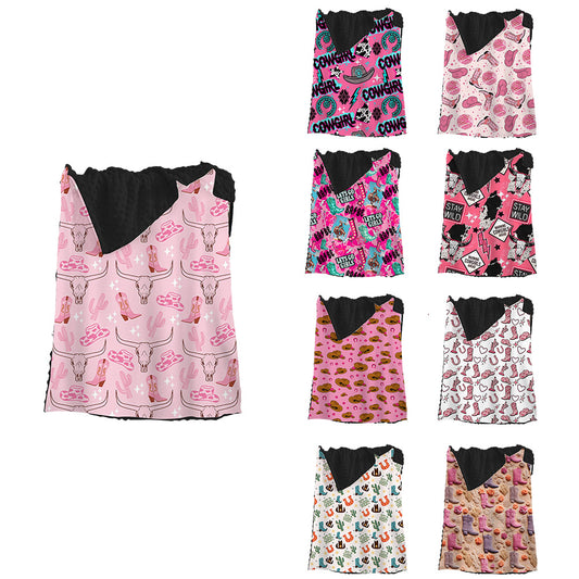 Wholesale Western Style Cowgirl Series Baby Minky Blanket Supports Customization (MOQ:1pc per design)